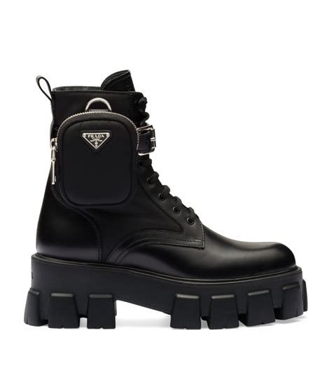 prada monolith lace up boots|Prada monolith gabardine boots.